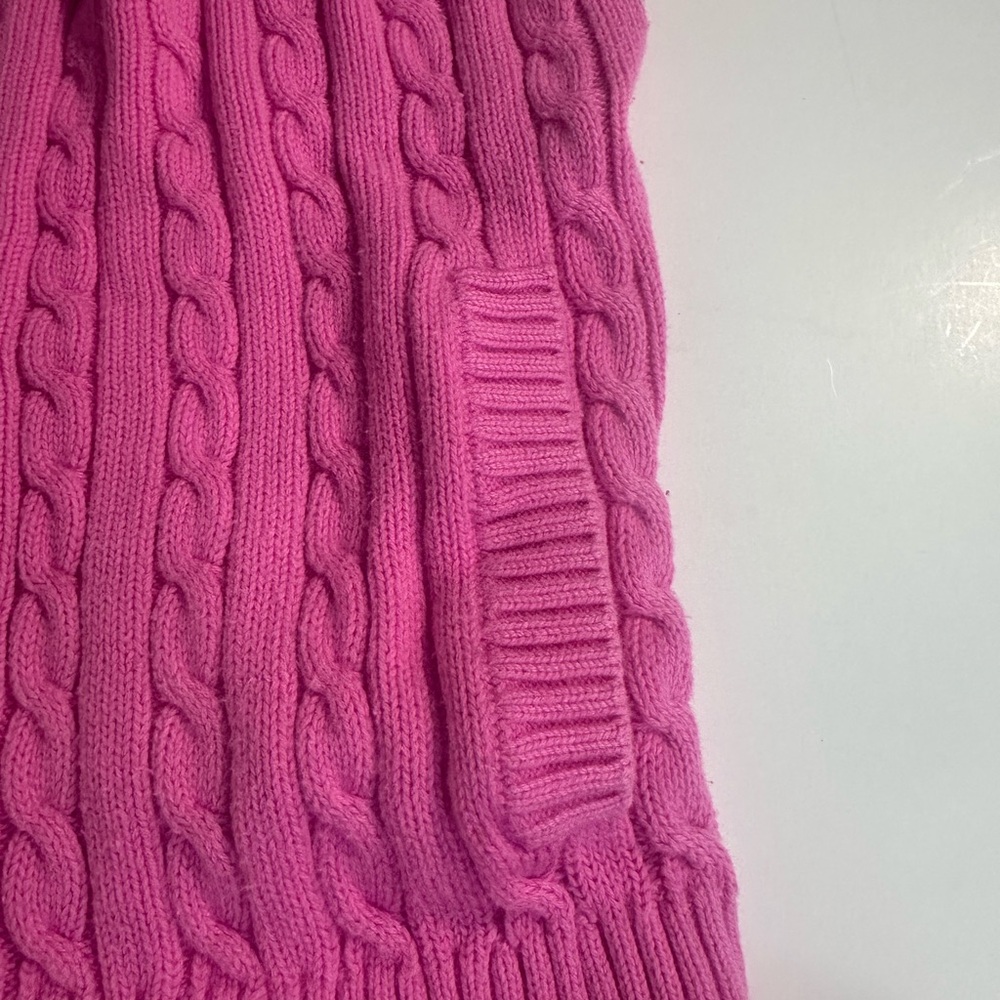 Lilly Pulitzer Vintage White Label Pink Cable Knit Full Zip Hood Cardigan Small - Picture 7 of 12